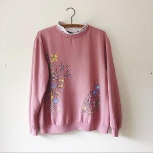 Vintage 90’s grandma pink floral collar sweatshirt